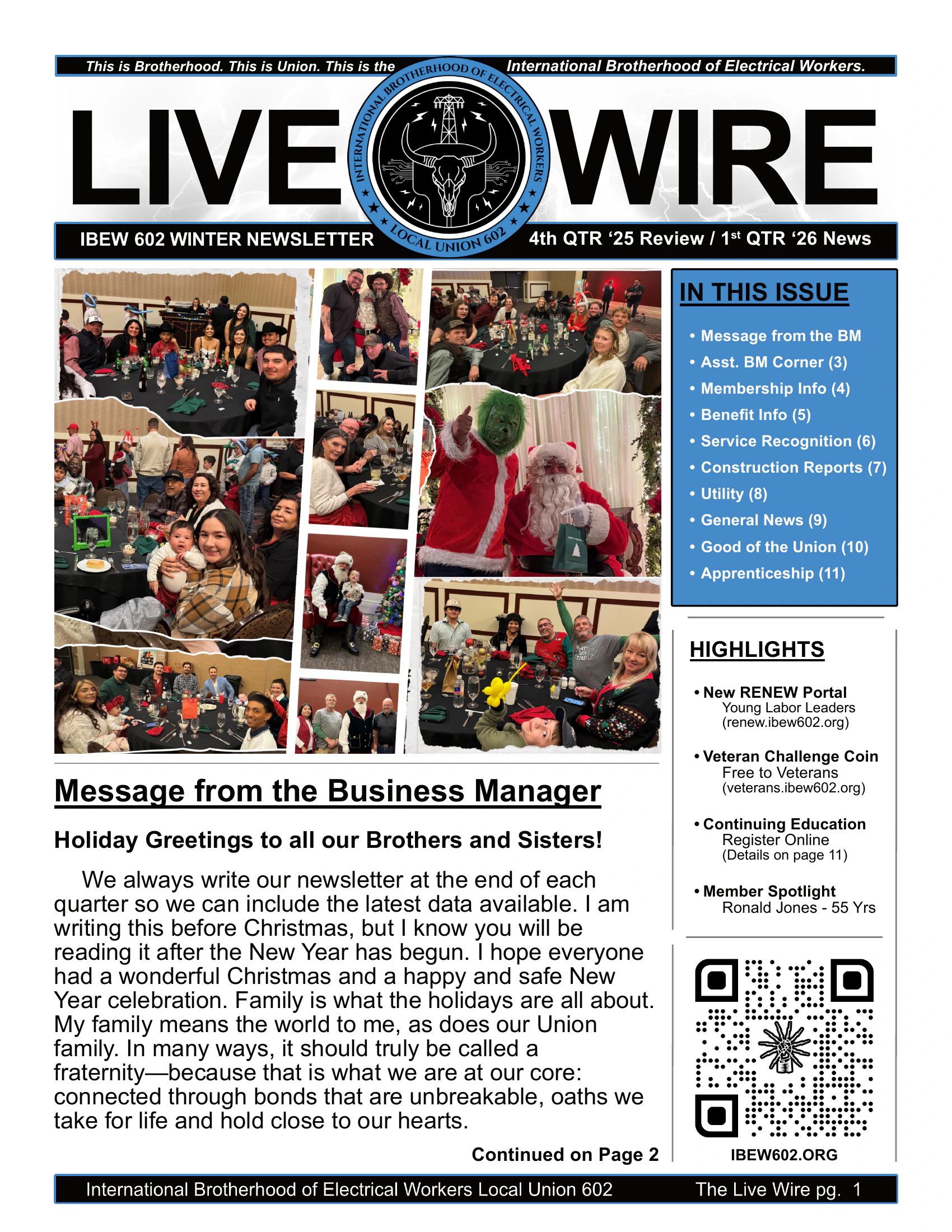 Cover of the 2025 fourth-quarter review and 2026 first-quarter Live Wire newsletter